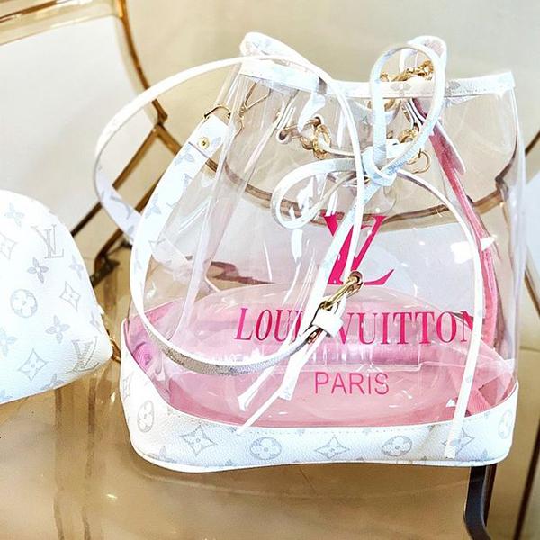 Louis Vuitton Two-piece LV Transparent Jelly Bucket Bag Letters Print Bucket Bag