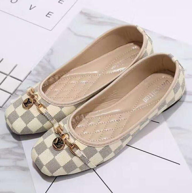 Louis Vuitton Women Retro Plaid Flat Shoes Canvas Sandals Shoes