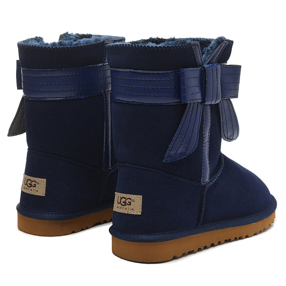 UGG Women Fashion Bow Fur Wool Snow Boots Half Boots Shoes