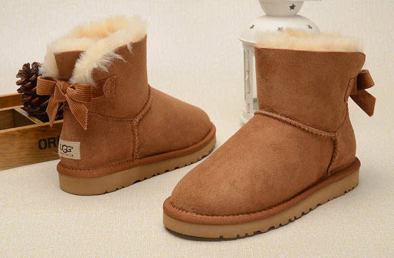 UGG Fashion Women Bow Fur Wool Snow Boots Shoes