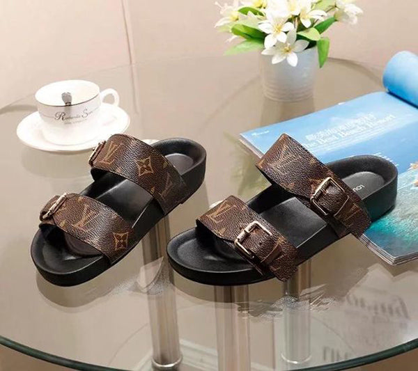 Louis Vuitton LV Women Buckle Leather Fashion Slipper Sandals Shoes