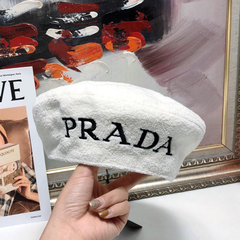 Prada Fashion Classic Plush Embroidery Beret Hat