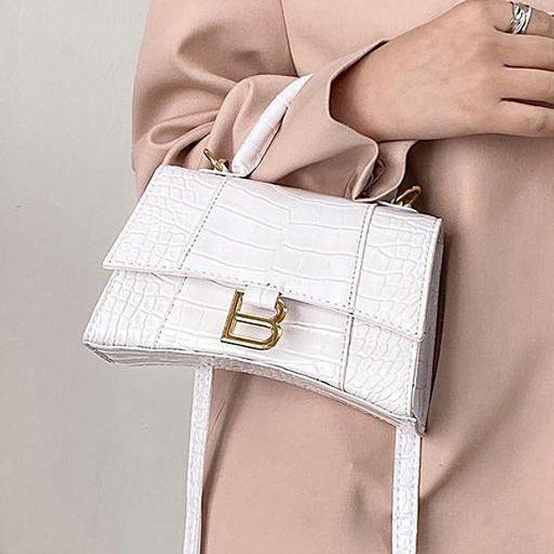 Balenciaga Retro Crocodile Pattern Hourglass Bag Fashion Lady One-shoulder Messenger Bag Handbag