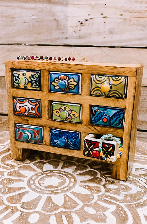 Wood Ceramic 9 Drawer