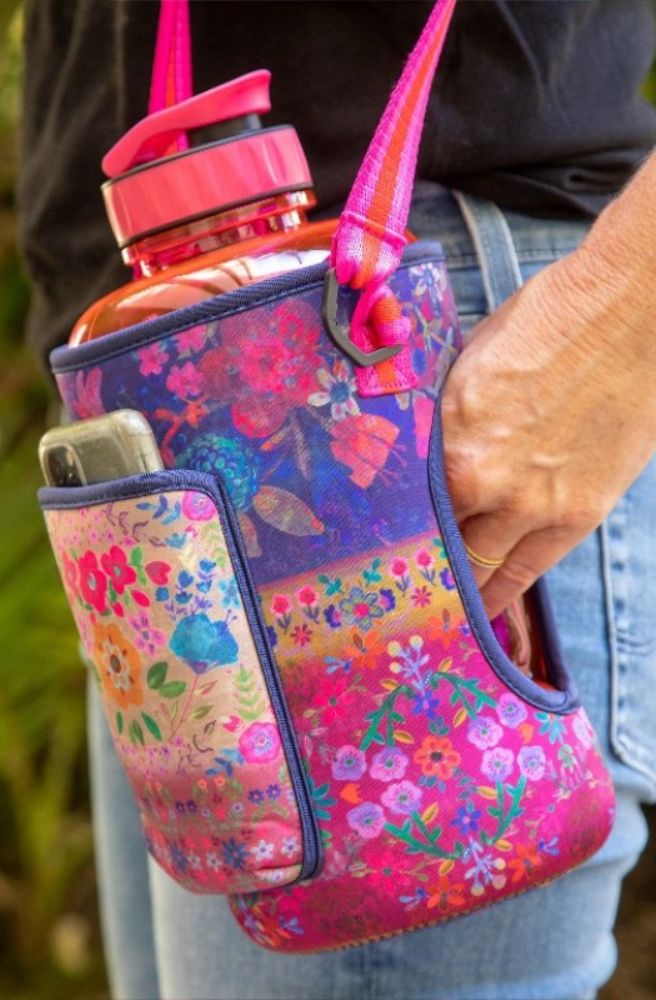 Insulated Water Bottle Carrier - Pink Patchwork