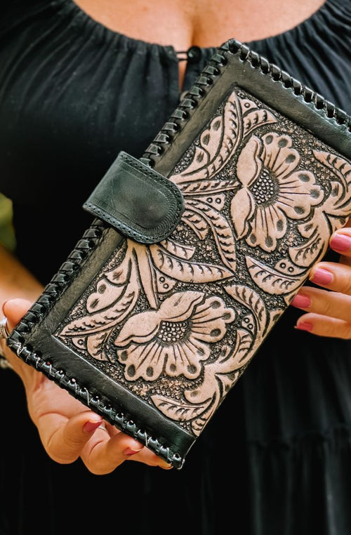 Midnight Bloom Leather Wallet