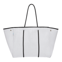 chuchka kalli neoprene tote - white and leopard print 