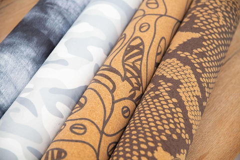 chuchka eco yoga mats in cork and suede