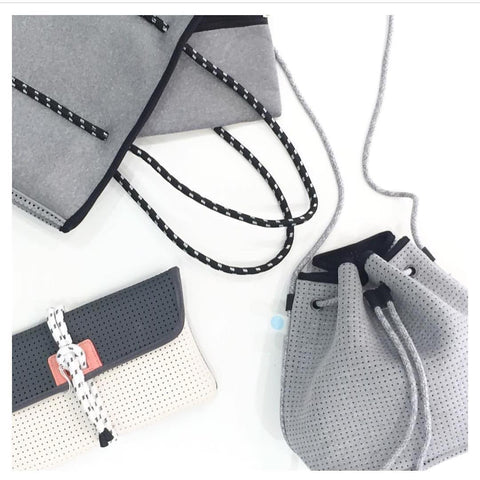 chuchka grey neoprene bags