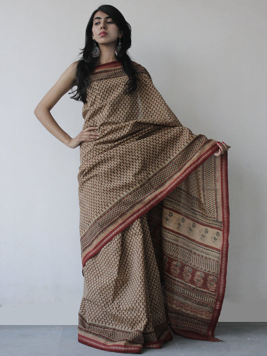 Buy Sangam Prints Maroon Cotton Handloom Woven Saree with Blouse for  Women¿s Online @ Tata CLiQ