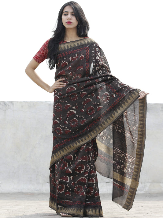 Sharp Sophistication-Chanderi Block Print Saree – Prasam Crafts