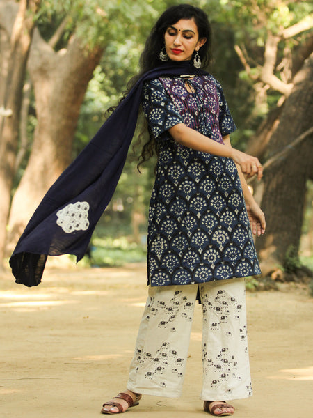 Patchy Indigo - Hand Block Printed Kurta Set - SS01F1730 – InduBindu