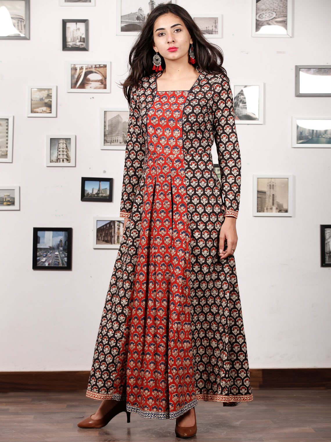 BAGRU CLASSY - Hand Block Printed Cotton Long Dress - D171F1736 – InduBindu