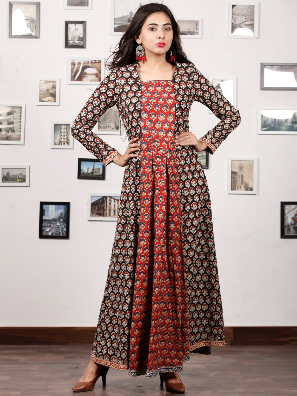 BAGRU CLASSY - Hand Block Printed Cotton Long Dress - D171F1736 – InduBindu