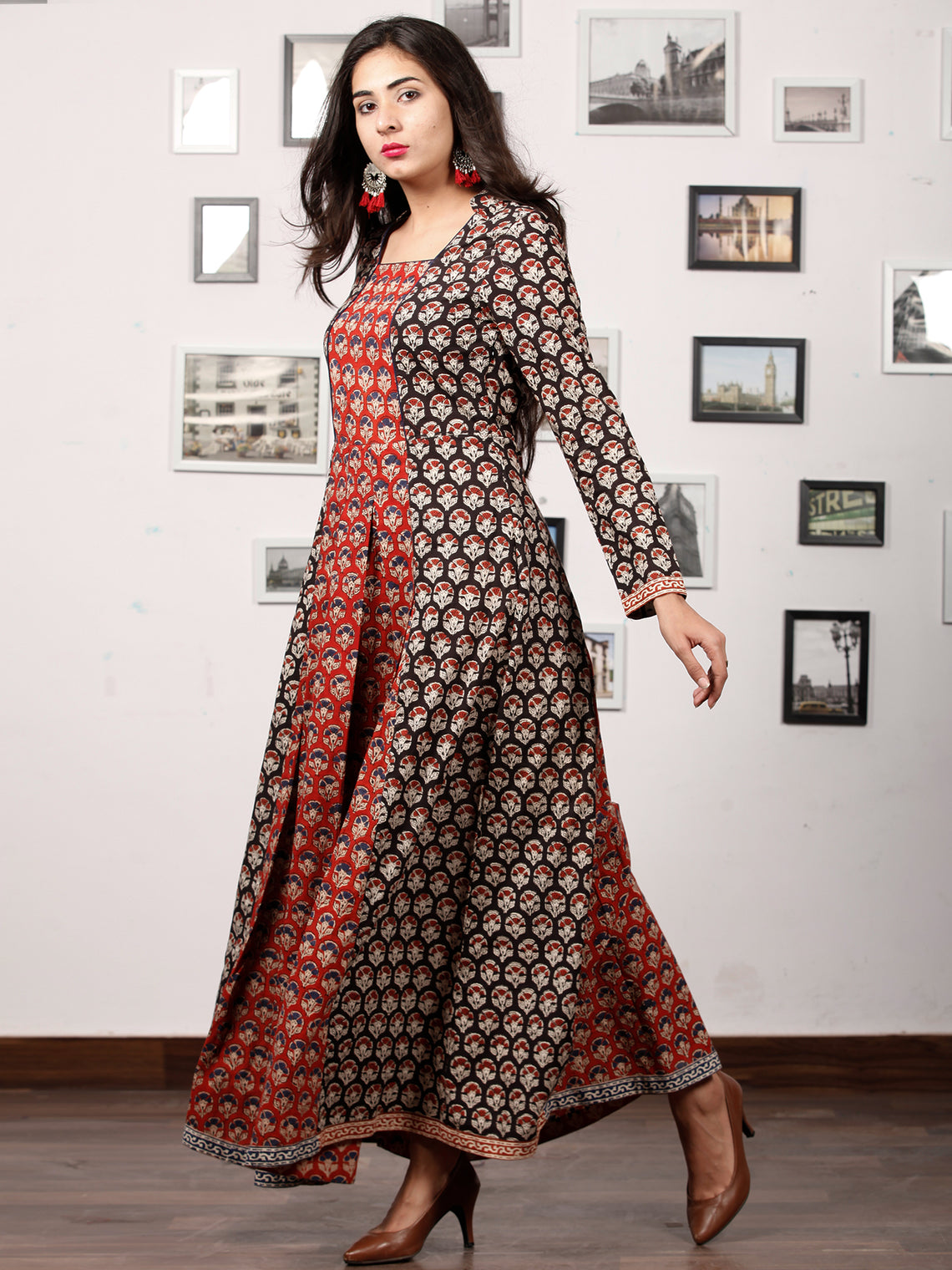 BAGRU CLASSY - Hand Block Printed Cotton Long Dress - D171F1736 – InduBindu