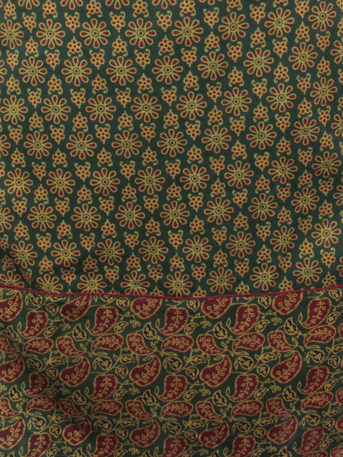 Green Maroon Biege Ajrakh Block Printed Kurta With Side Slits - K11673 ...