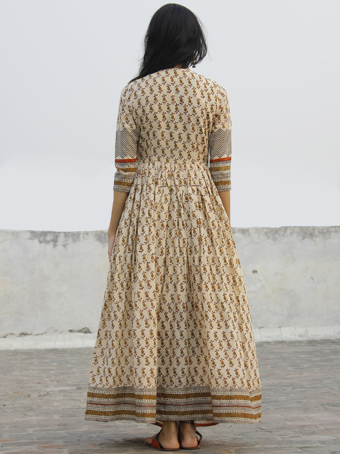 Naaz Block Charm - Hand Block Printed Angrakha Dress With Gathers - DS ...