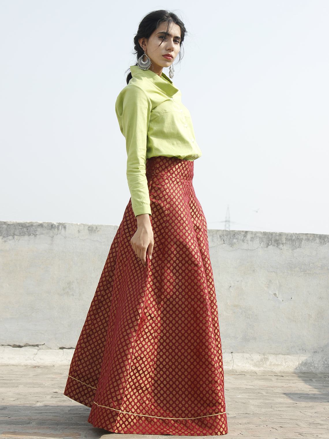 brocade skirt and shirt