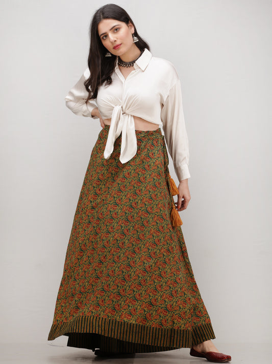 Printed Handloom Palace Multi Color Long Skirt Wrap Around Skirt