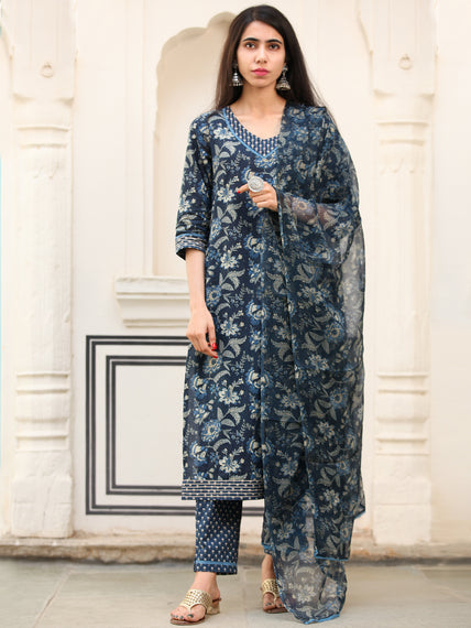 Zohra Samreena - Set of Straight Kurta Pants & Kota Dupatta - KS47P251 ...