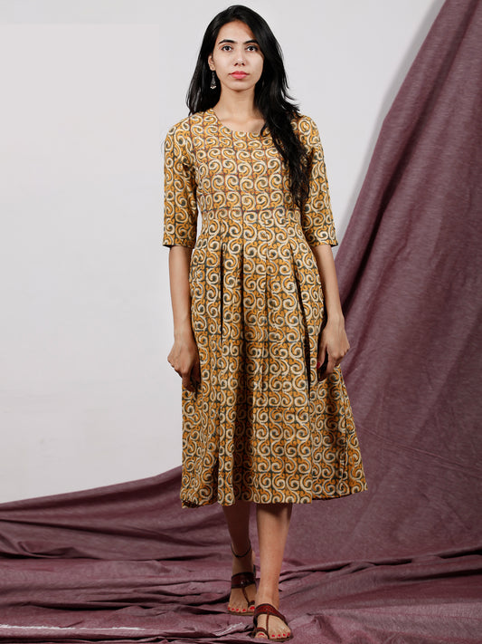 Khaki Garden - Hand Block Asymmetrical Embroidered Dress - D216F1343 –  InduBindu