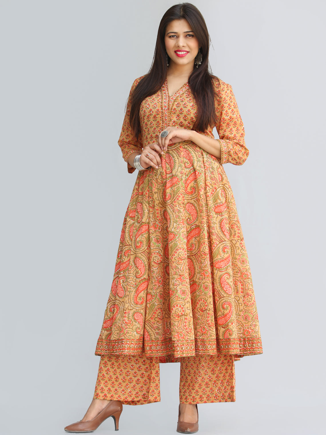 Rozana Zafraan Anarkali Kurta Palazzo Set - KS33AS2272 – InduBindu