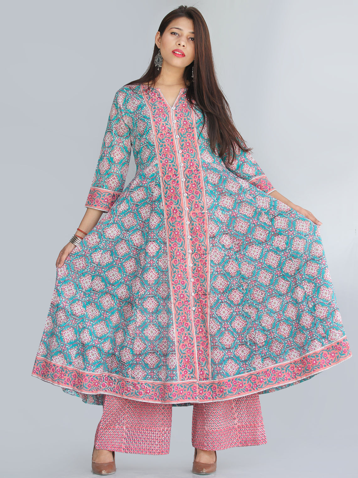 Rozana Gulshan Anarkali Kurta Palazzo Set - KS29AS2267 – InduBindu