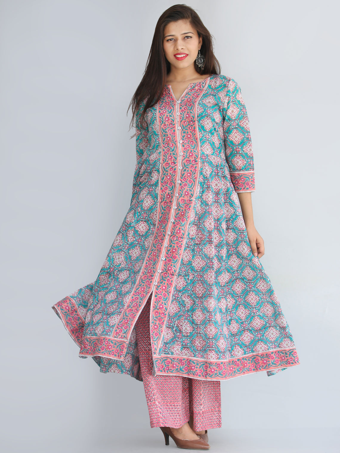 Rozana Gulshan Anarkali Kurta Palazzo Set - KS29AS2267 – InduBindu