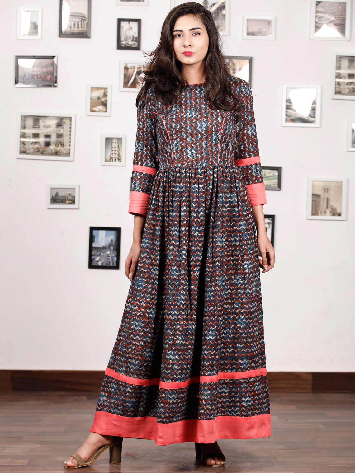 LEHERIYA LYRIC - Hand Block Printed Cotton Long Dress With Back Detail ...