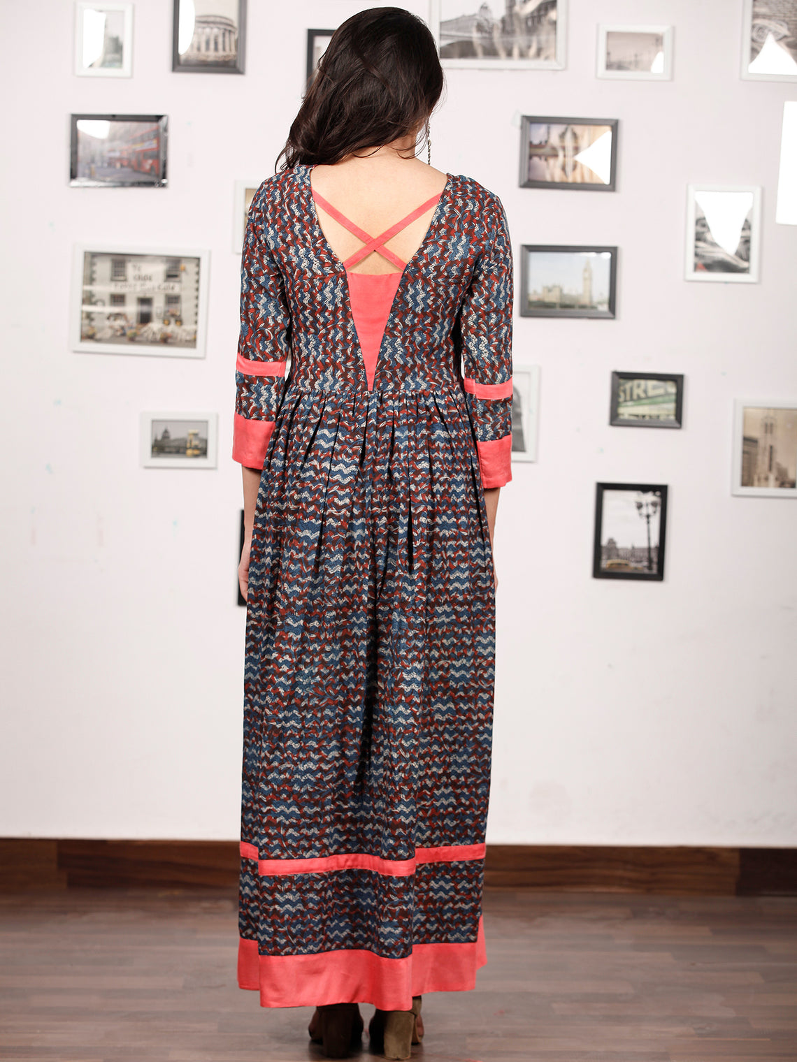LEHERIYA LYRIC - Hand Block Printed Cotton Long Dress With Back Detail ...