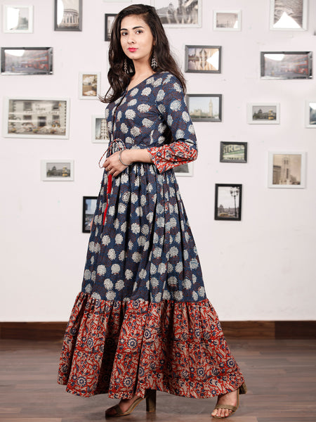 Floral Dress Up - Hand Block Printed Cotton Long Tie Up Waist Dress ...