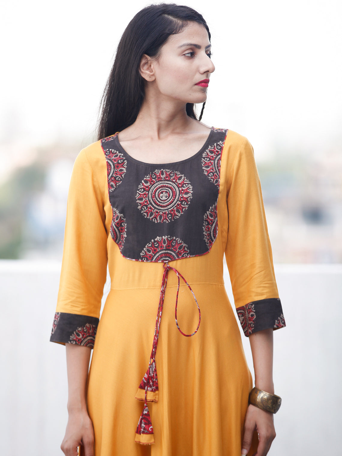Sun Mood - Hand Block Printed Long Cotton Dress - D350F1818 – InduBindu