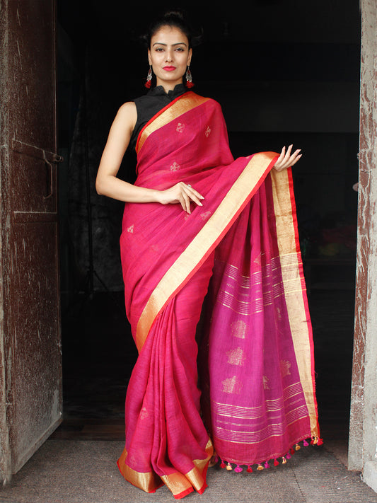 Buy Leeza Store Women's Pink Silk Blend Woven Golden Zari Ethnic Motifs  Rich Pallu Banarasi Style Saree With Blouse Piece Online at Best Prices in  India - JioMart.