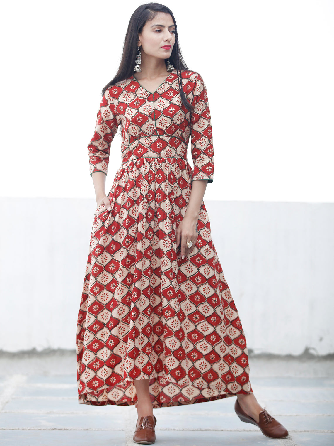 BLOCK GEOMETRY - Hand Block Printed Cotton Long Dress - D334F1372 ...