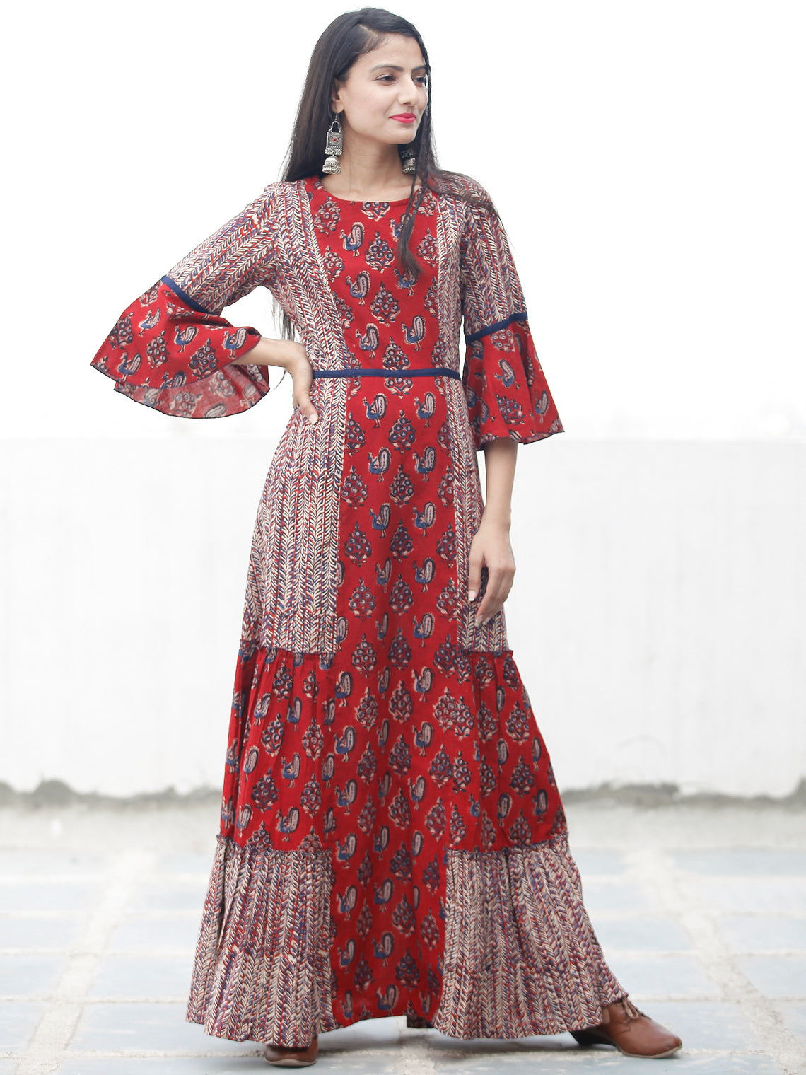 RUSTIC PEACOCK - Hand Block Printed Long Cotton Dress - D342F1808 ...