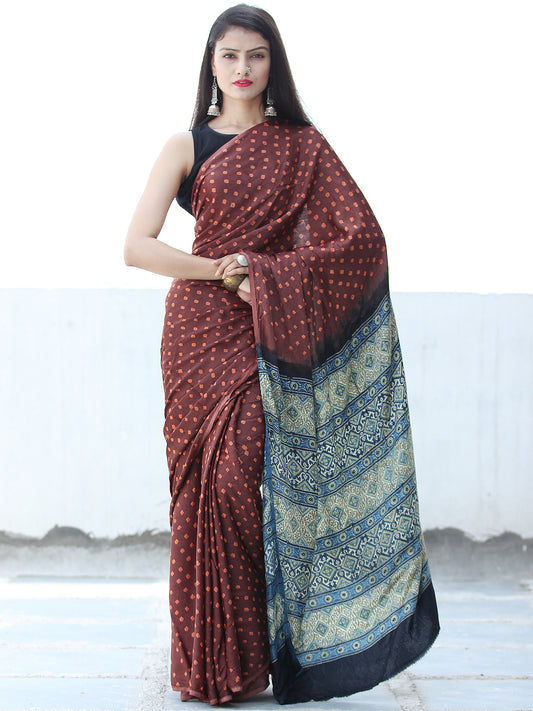 Ajrakh Print Modal Silk Saree - Etsy