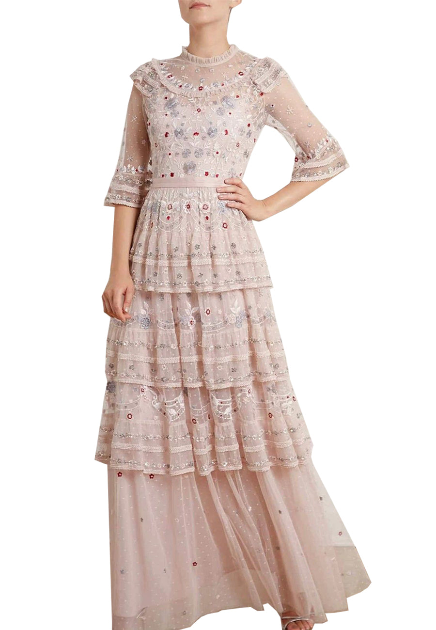 Needle & Thread Blush Dreamers Lace Embroidered Floral Mini Dress