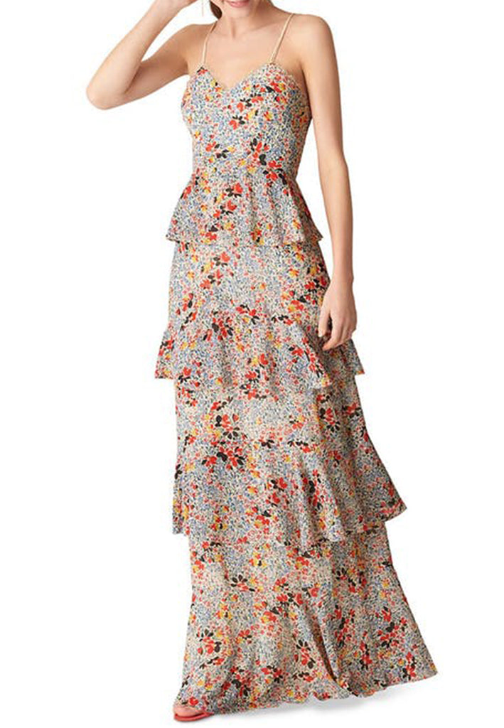 whistles ditsy floral pleated tiered dress