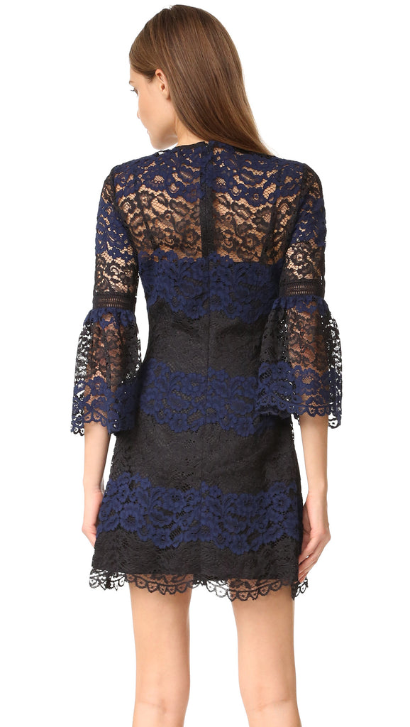 Cynthia Rowley Colour Block Bell Sleeve Lace Dress | Wardrobista.com