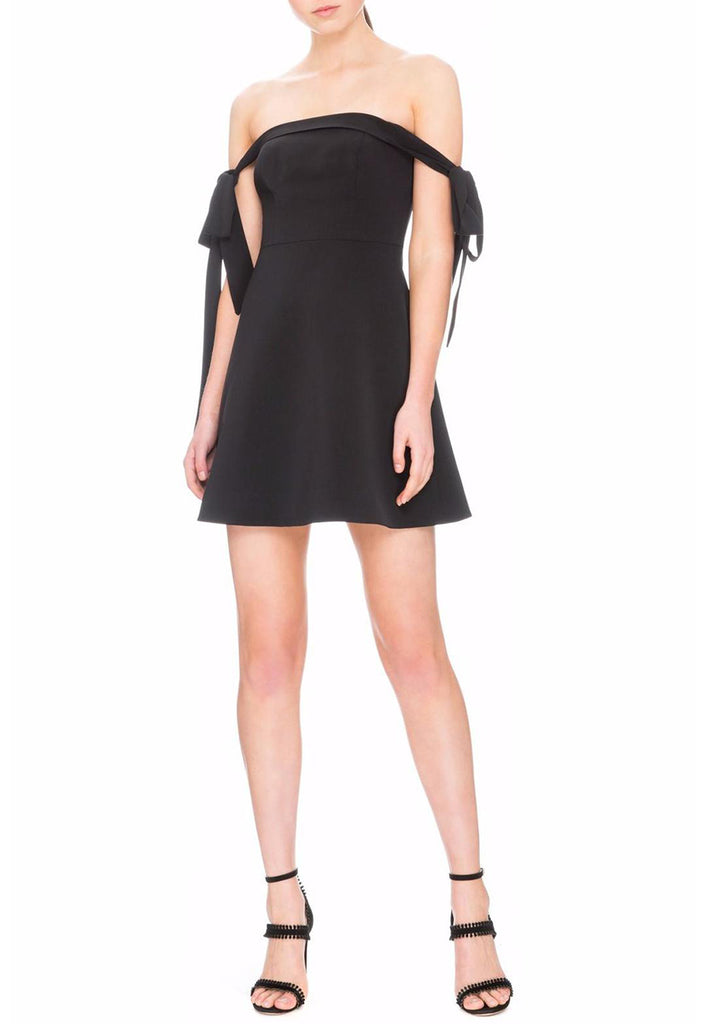 black mini off the shoulder dress