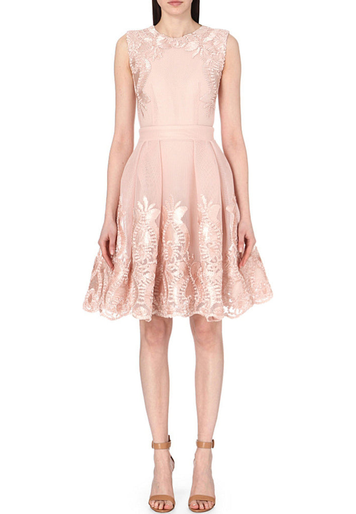 Maje Nude Reason Embroidered Honeycomb Dress ¶ð| Wardrobista.com