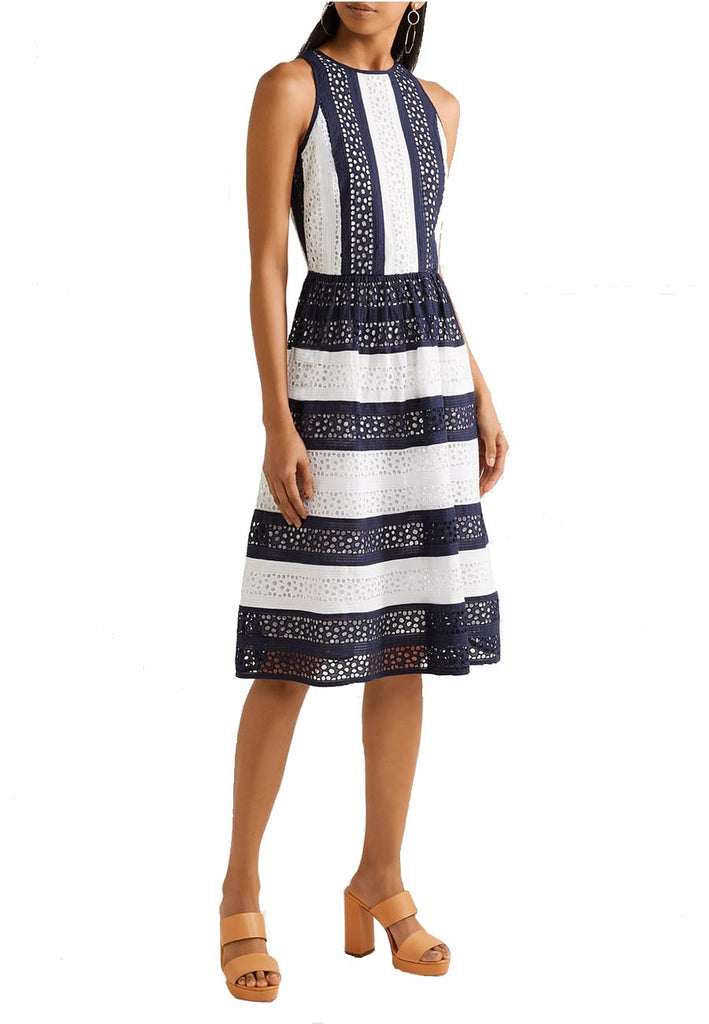 michael kors blue and white striped dress