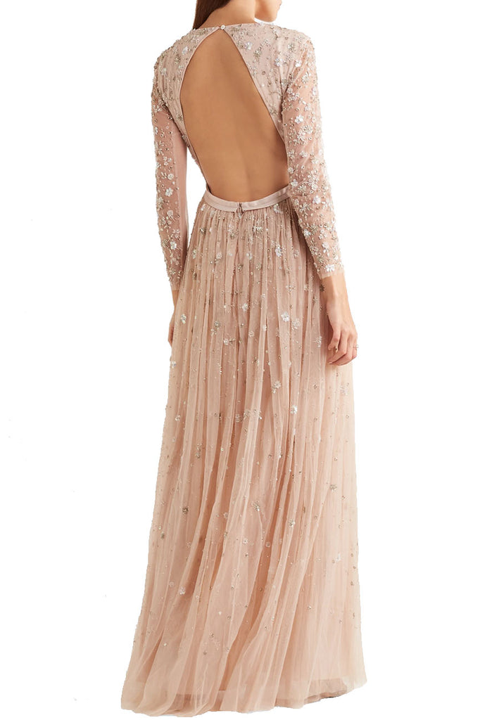 Needle & Thread Blush Celestial Embellished Open Back Gown ...