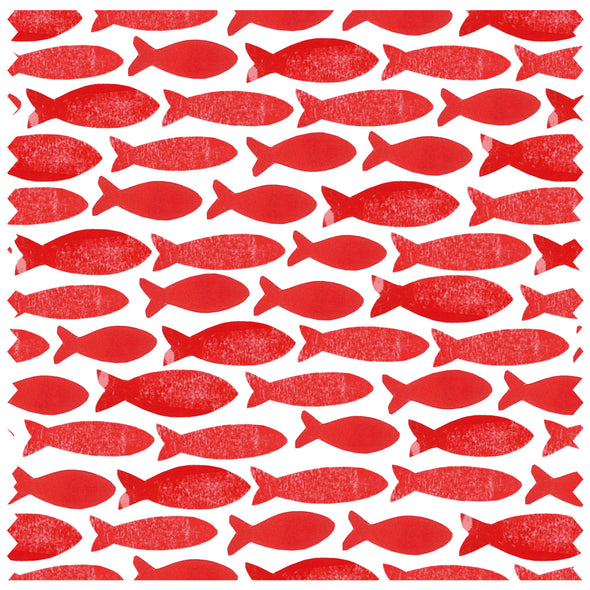 Red Collaged Fish Pattern Roller Blind- Kitchen Blind – Toffie