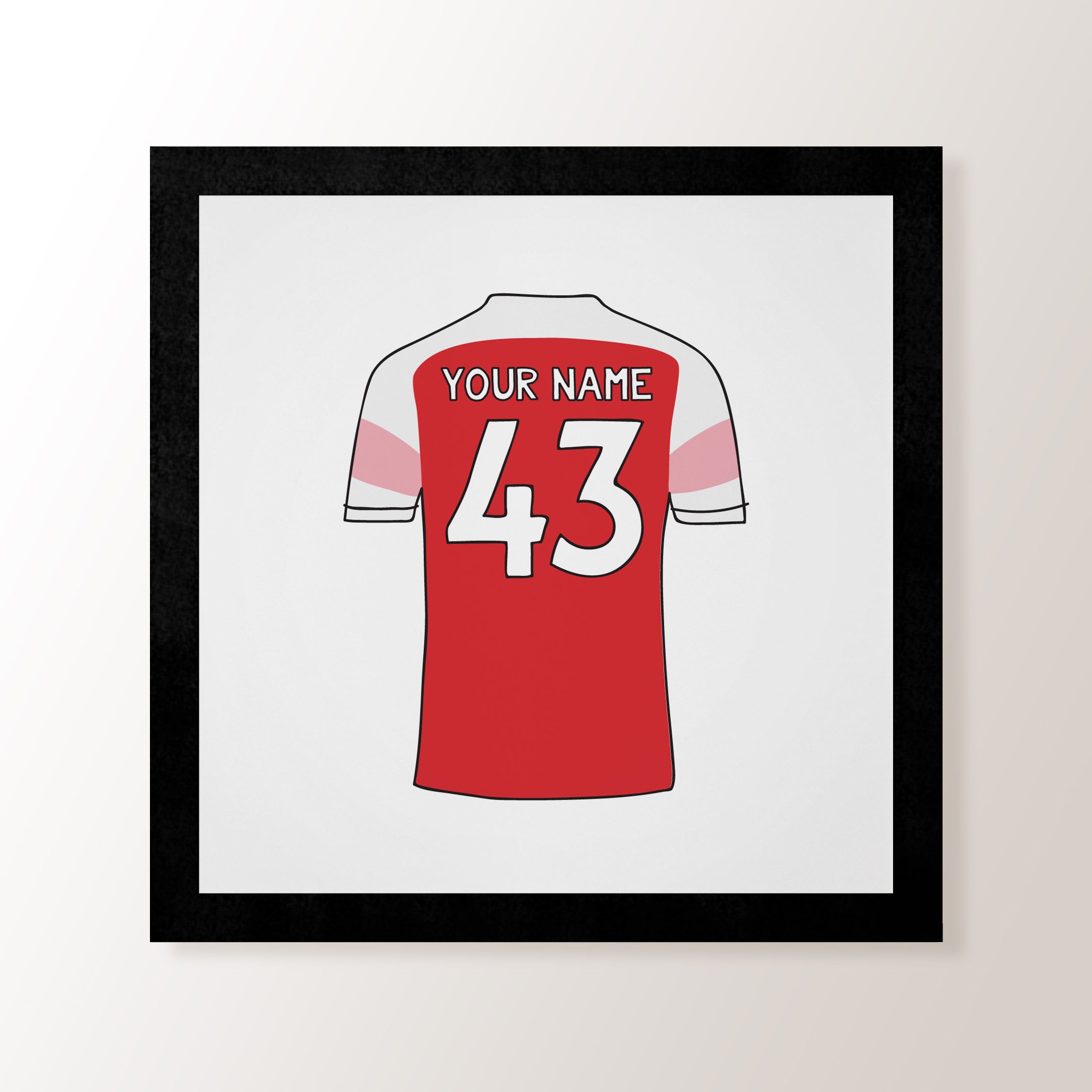 Red & White Striped Personalised Name Football Shirt - Art Print – Toffie