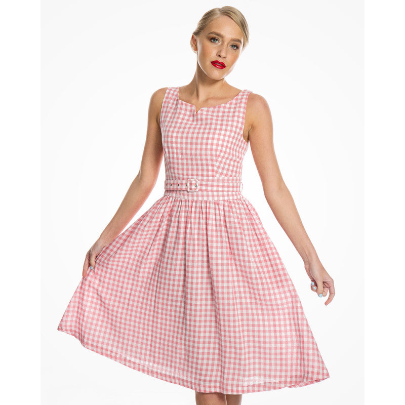 girls pink gingham dress