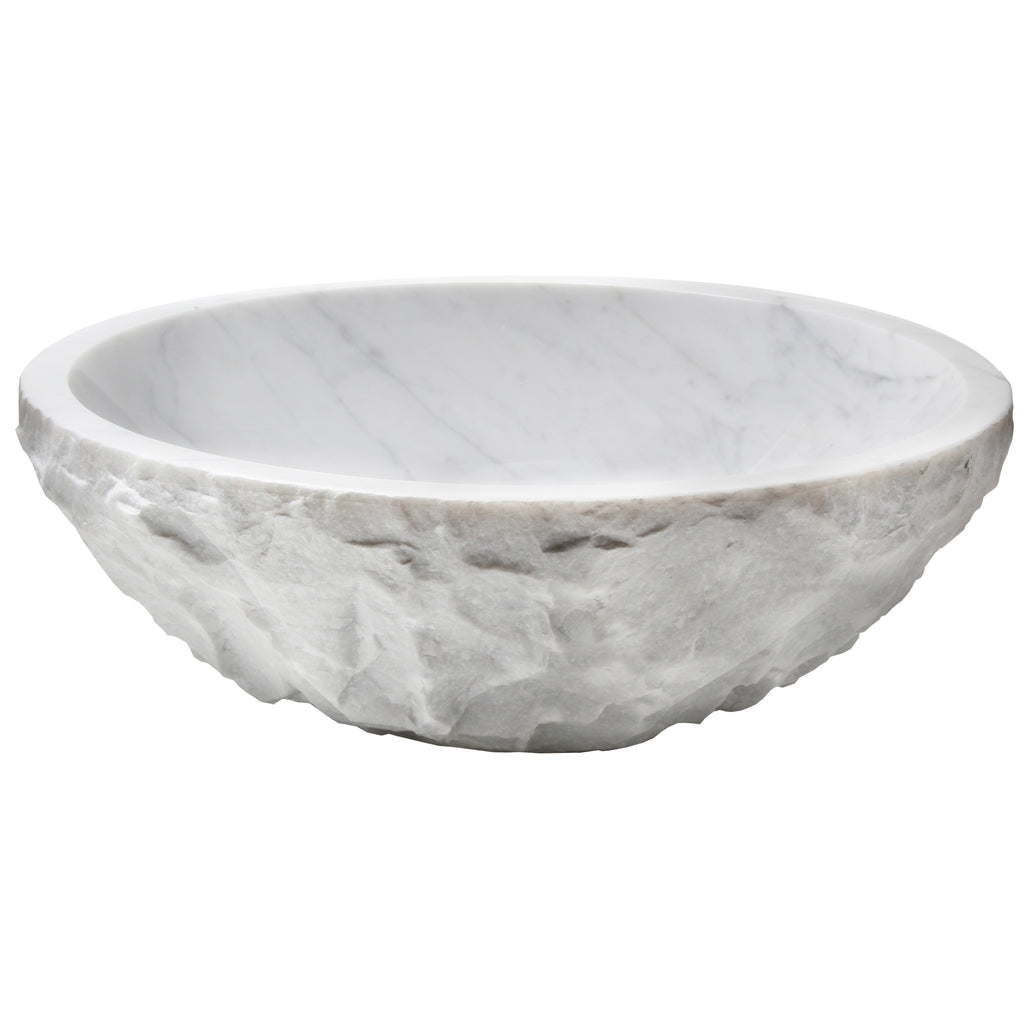 Natural Carrera White Marble Stone Vessel Sink Nosv Cwn