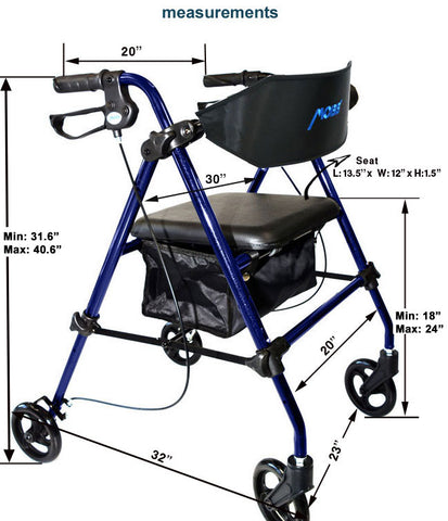 Mobb rollator with wide back and 8" wheels