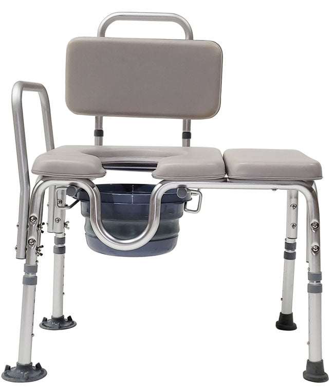 Padded Seat Transfer Bench with Commode Opening Walton Medical