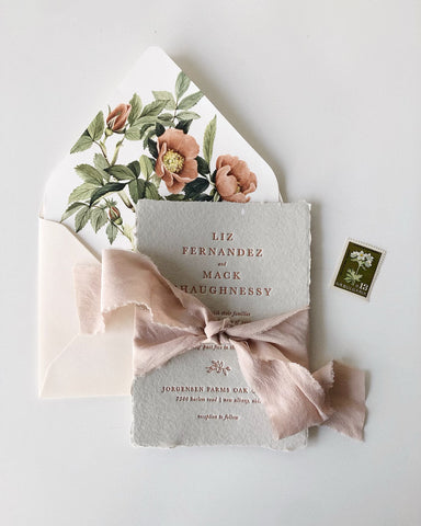 Invitation suite by Lumaca Paper with Silk Ribbon by The Lesser Bear